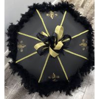 Black Umbrella with Gold Ribs and Black Boa (200 by 200)
