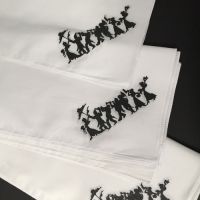 Wedding Parade in Black on White Handkerchiefs (Dozen) (200 by 200)