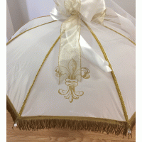 White Umbrella with Gold Fringe (200 by 200)