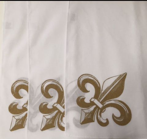 Large Gold Fleur de Lis on White Handkerchiefs (Dozen) (480 by 455)