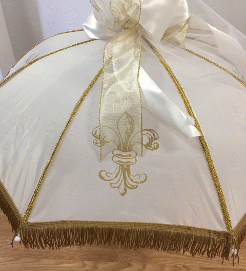White Umbrella with Gold Fringe (480 by 527)